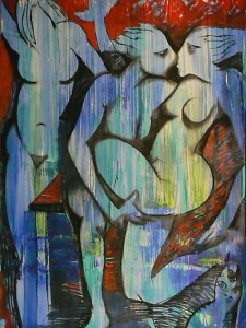 Anna Cecchetti_Abbraccio, acrilico su carta, cm 150x100, 2012