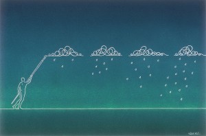 Valente Taddei, Piccole perturbazioni, olio e china su carta, cm 50 x 35