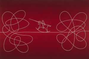 Taddei, 'Don Quijote', olio e china su carta, cm 35 x 50