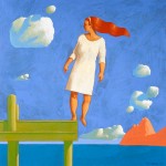 Marco Manzella, 'Pontile VIII', tempera su tavola, cm 60 x 60 (mostra SIX - Pietrasanta)