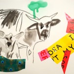 Cow Now pp 2019 tecnica mista su carta 35x50 cm