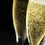 Close up of bubbles in freshly poured Champagne glass