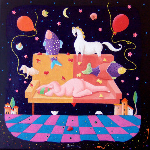 Beppe Francesconi, olio e acrilico su tela, cm 50 x 50 (mostra TEMPO E TEMPI)